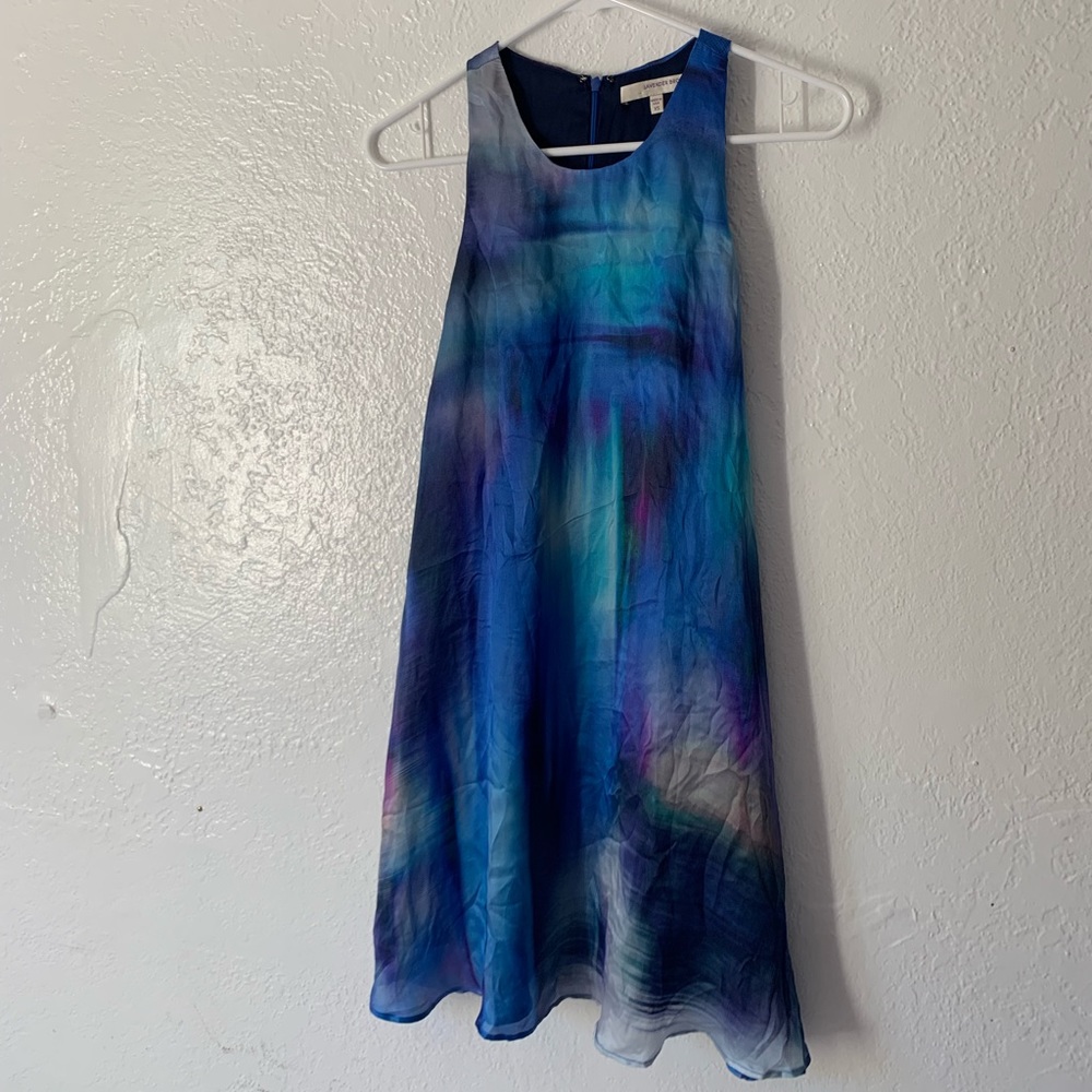 Lavender Brown Watercolor Silk Dress
